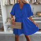 🔥2025 Summer Sale💥V-Neck Solid Asymmetrical Hem Dress