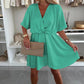 🔥2025 Summer Sale💥V-Neck Solid Asymmetrical Hem Dress