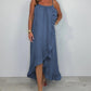 Women's Spaghetti Strap Dress with Asymmetrical Hem