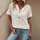 Women's Solid Drawstring Hooded Short-Sleeve Tops