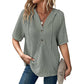 Women's Solid Drawstring Hooded Short-Sleeve Tops