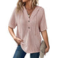 Women's Solid Drawstring Hooded Short-Sleeve Tops
