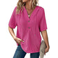 Women's Solid Drawstring Hooded Short-Sleeve Tops