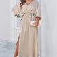 ❤️Early Bird Autumn-❤️Women's Elegant Split Solid Color V-Neck Dresses