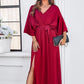 ❤️Early Bird Autumn-❤️Women's Elegant Split Solid Color V-Neck Dresses