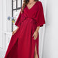 ❤️Early Bird Autumn-❤️Women's Elegant Split Solid Color V-Neck Dresses