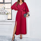 ❤️Early Bird Autumn-❤️Women's Elegant Split Solid Color V-Neck Dresses