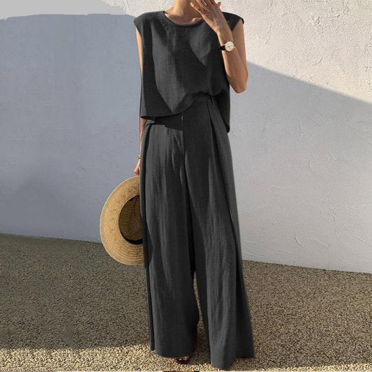 Sleeveless Top Wide Leg Pants 2-Piece Set