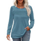 Women's Round Neck Long Sleeve Pleated Top