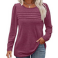 Women's Round Neck Long Sleeve Pleated Top