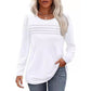 Women's Round Neck Long Sleeve Pleated Top