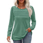 Women's Round Neck Long Sleeve Pleated Top