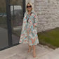 🌸Summer Hot Sale 49%OFF🌸Colourful dress with 3/4-length sleeves and vintage floral print and pockets