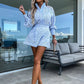 🌸Summer Hot Sale 50%OFF🌸Women's Casual Elegant Lace 2-Piece Set with Button Down Shirt and Shorts