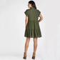 👗Women’s Lapel Short Sleeve Pleated Button-Down Dress