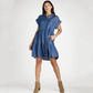 👗Women’s Lapel Short Sleeve Pleated Button-Down Dress