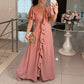 Women's V-Neck Ruffle Asymmetrical Dress