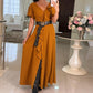 Women's V-Neck Ruffle Asymmetrical Dress