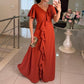 Women's V-Neck Ruffle Asymmetrical Dress