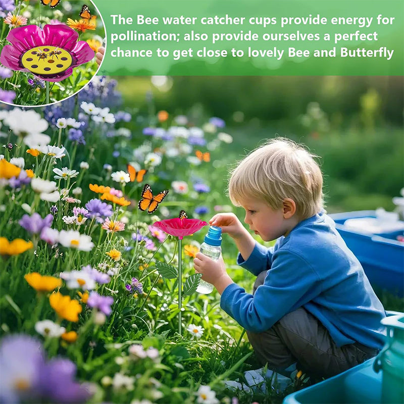 Bee and Butterfly Water Feeder with Flower Design