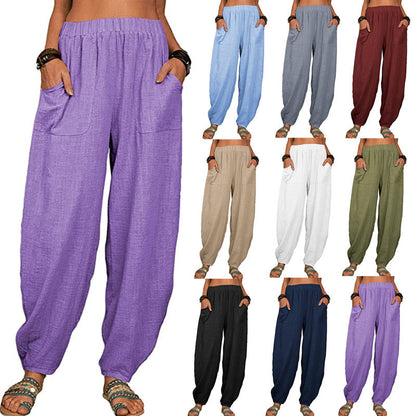 👚 Wide-leg Linen And Cotton Pants For Women