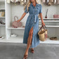 👗Women's Denim Button-Down Shirt Dress