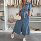 👗Women's Denim Button-Down Shirt Dress