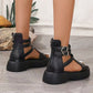 Orthopaedic women's sandals with platform and wedge heel in soft leather