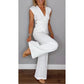 Women's Elegant V-Neck Top & Pants Set