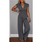 Women's Elegant V-Neck Top & Pants Set
