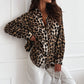 Women's Leopard Print Long Sleeve Lapel Shirt