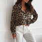 Women's Leopard Print Long Sleeve Lapel Shirt