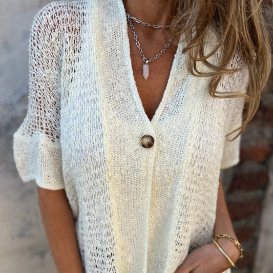 Women’s Solid One Button Knitted Top