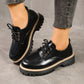 Round Toe Lace-Up Loafers for Women