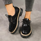 Round Toe Lace-Up Loafers for Women