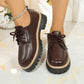 Round Toe Lace-Up Loafers for Women