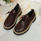 Round Toe Lace-Up Loafers for Women