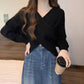 💖LAST DAY PROMOTION - 50%OFF 💖 Chic V-Neck Long Sleeve Wrap Front Sweater