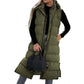🔥HOT SALE 50% OFF🔥Women's Long Puffer Vest | Quilted Hood & Button Closure❄️