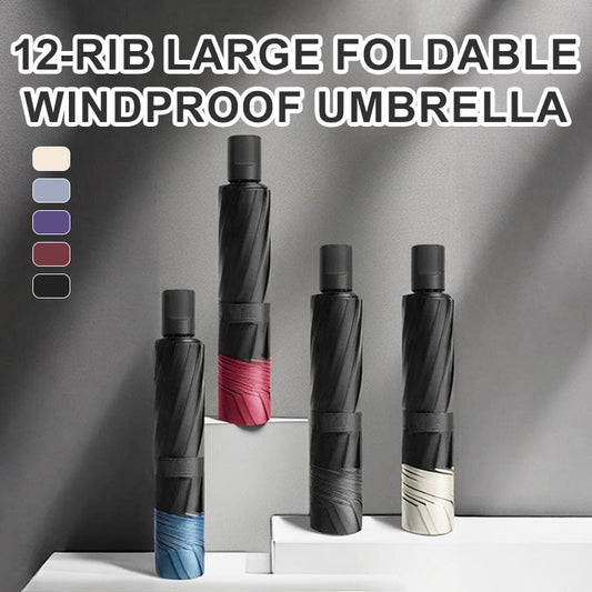 ⏳Time-limited 50%Discount⏰12-Rib Large Foldable Windproof Umbrella🌂