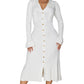 💖LAST DAY PROMOTION - 50%OFF 💖 Women's V-Neck Button Down Long Sleeve Fall Dress