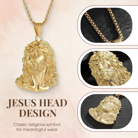 ✝️Best Gift✨Jesus Head Pendant Necklace - Detailed Sculpture in Silver or Gold Tone