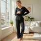 Ruffle Trim Rib-Knit Lounge Set