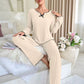 Ruffle Trim Rib-Knit Lounge Set