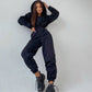 Comfortable Solid Color Women's Hooded Jumpsuit