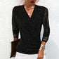 🎅Christmas Sale-50% Off💎Women's Sparkle Crossover V-Neck Long Sleeve Top