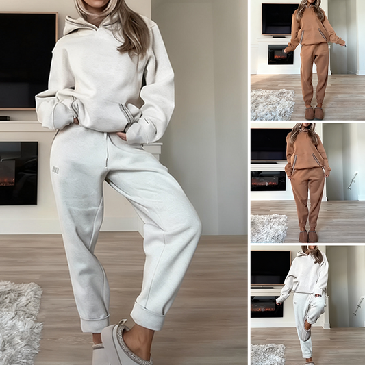 Women's Casual Hooded Top & Elastic Waist Pants Set