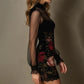 Floral Print Sheer Sleeve Bodycon Mini Dress