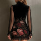 Floral Print Sheer Sleeve Bodycon Mini Dress