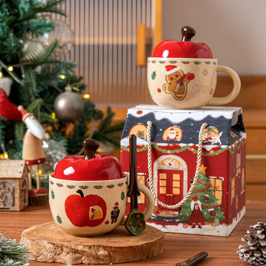 🎁The best Christmas gift ✨ Cute Apple-Shaped Ceramic Mug Set